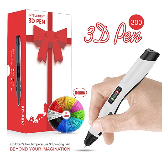 DAZZLE LIGHT 3D Pen w/PLA Filament Refills, Professional 3D Printing Pen OLED Display, USB Charging, Temperature Control, 8 Speed Printing Control