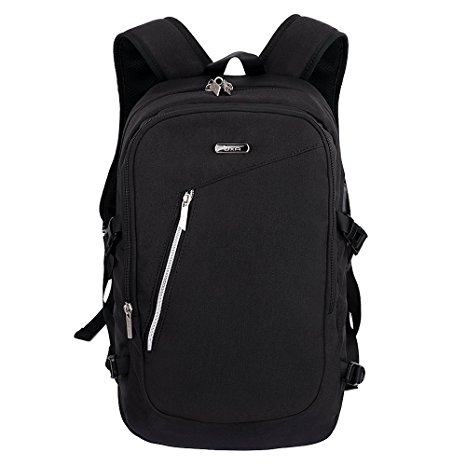 OXA Backpack for Laptops Up To 15.6 Inch, With USB Charging Port and Lock, Travel Backpack Casual School Backpack (Black)