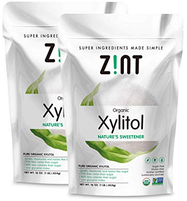 Zint Organic Xylitol Sweetener (32 oz Bundle, 2 x 16 oz): Keto Friendly, USDA Certified Natural Sugar Substitute, Non GMO, Low Glycemic Index, Measures & Tastes Like Sugar
