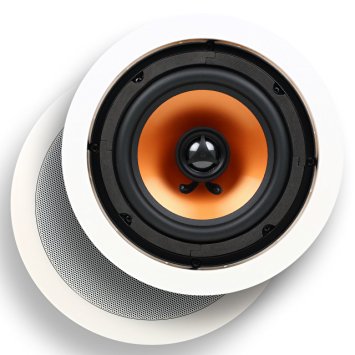 Micca M-6C 6.5 Inch 2-Way In-Ceiling In-Wall Speaker with Pivoting 1" Silk Dome Tweeter (Each, White)