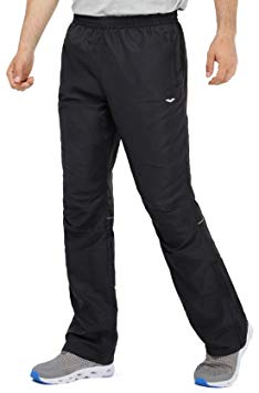 MIER Men's Sports Pants Warm Up Pants with Zipper Pockets for Workout, Gym, Running, Training, Black