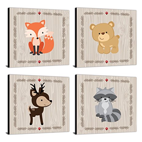 Woodland Creatures - Nursery Decor - 11” x 11” Nursery Wall Art - Set of 4 Prints for Baby’s Room