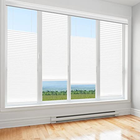 Biltek White Cellular Top-Down Shades Pleated 45" W x 64" H Cordless Honeycomb Blinds