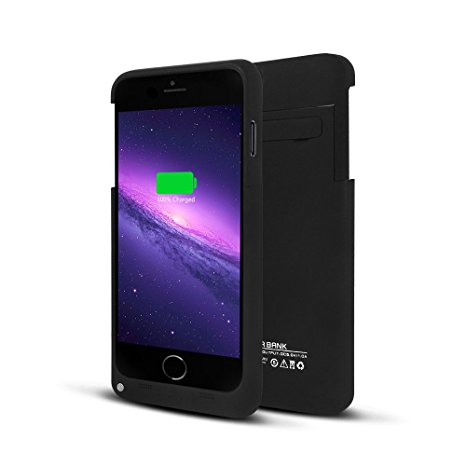 YHhao 5000mAh Portable Battery Bank with Kick Stand for 5.5' iPhone 6 Plus /6S Plus, Slim Fit Slider Design   Full Body Protection (Please use your original lightening for charging) (Black2)