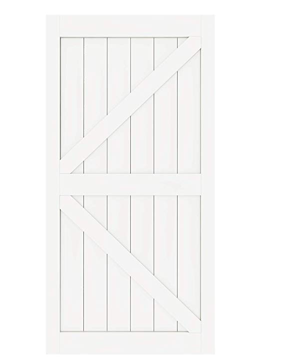 DIYHD K 42X84inch White Sliding Barn Slab MDF Solid Core Primed Interior Door Panel(Disassembled) White-42X84",