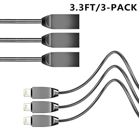 originAIM 3 PACK/3.3 FEET Lightning USB Charger Cables Fast Charging Lines for iPhone iPod iPad (Black)