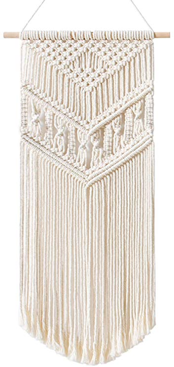 Mkono Macrame Woven Wall Hanging Yarn Boho Decor Bohemian Home Art Apartment Dorm Room Decoration, 13" W x 28" L