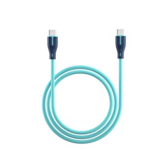 Portronics Silico-C 60W Pd Fast Charging Usb Type C To Type C Cable With Data Sync For Smartphone (1 Meter, Blue)