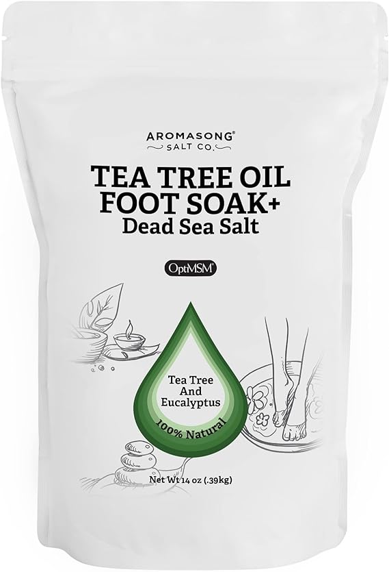 Aromasong Tea Tree Foot Soak Treatment with 7 Essential Oils - OptiMSM - Eucalyptus Oil with Dead Sea Salt 14 OZ.