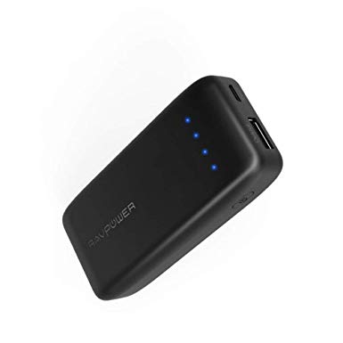 Portable Charger RAVPower 6700mAh Power Bank 6700 Battery Pack (2.4A Output & 2A Input, iSmart 2.0 Technology) External Power Pack with iSmart Technology for Smartphones and More (Black)