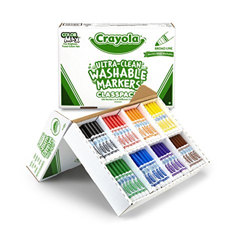 Crayola; Classpack; Ultra-Clean Broad Line Markers; Art Tools; 200 Markers in 8 Different Colors; Bright, Bold and Washable