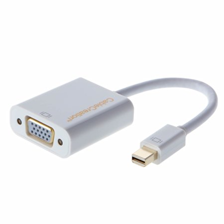 Cablecreation Gold Mini DisplayPort (Thunderbolt Port Compatible) to VGA Adapter Cable for Mac Book, Imac, And More, White Color