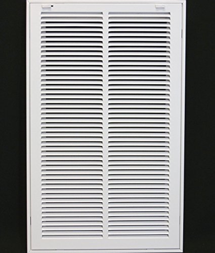 14" X 25 Steel Return Air Filter Grille for 1" Filter - Removable Face/Door - HVAC DUCT COVER - Flat Stamped Face - White [Outer Dimensions: 16.5"w X 27.5"h]