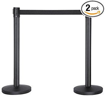 Yaheetech Belt Stanchion Queue Barriers Security Pole Posts Crowd Control Stanchion with 6.5' Retractable Belt Stanchion Set