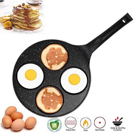 10 Inch Nonstick PFOA Free Marble Silver Dollar Pancake Fried Egg & Blini Pan with Bakelite Handle