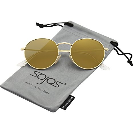 SojoS Small Round Polarized Sunglasses Mirrored Lens Unisex Glasses SJ1014 3447