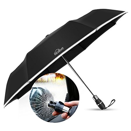 Umbrella, Windproof Umbrella, Umbrellas for Women, Umbrella Men, Folding Umbrella, Umbrella Folding, Umbrella Automatic, Muti Function with Seat Belt Cutter, Warning Safety Hammer, Reflective Strips