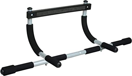 Iron Gym Pull-Up Bar - Total Upper Body Workout Bar for Doorway, Adjustable Width Locking, No Screws Portable Door Frame Horizontal Chin-up Bar, Fitness Exercise
