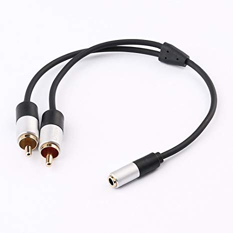 DTECH 3.5mm Female to 2 RCA Male Audio Y Splitter Cable 8 Inches Gold Plated Red White Stereo Adapter For Car Amplifier Speaker DVD