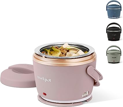 Crock-Pot Electric Lunch Box, Portable Food Warmer for Travel, Car, On-the-Go, 20-Ounce, Blush Pink | Keeps Food Warm & Spill-Free | Dishwasher-Safe | Gifts for Women