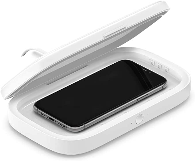 Belkin UV Sanitizer for Phone   Wireless Charger (Fast Wireless Charging, Cleans Phones, Keys, Credit Cards, Rings More)