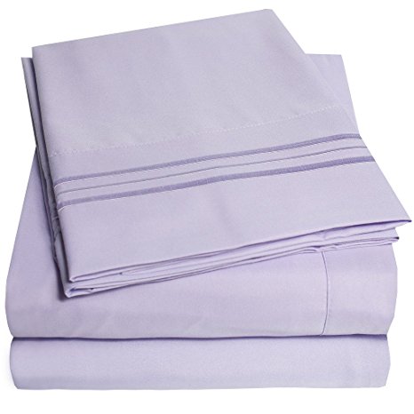 1500 Supreme Collection Bed Sheets - PREMIUM QUALITY BED SHEET SET & LOWEST PRICE, SINCE 2012 - Deep Pocket Wrinkle Free Hypoallergenic Bedding - Over 40  Colors - 3 Piece, Twin, Lavender