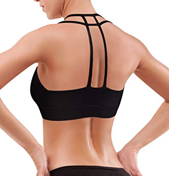 Rolewpy Women's Bralette Sports Bra Medium Support Strappy Wirefree Yoga Bras Workout Gym Activewear