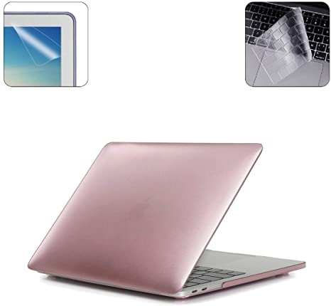 13" MacBook Pro Case Keyboard Cover Skin Screen Protector, Fit for 13 Inch New Apple MacBook Pro Laptops (Model: A2159 A1989 A1706 Released in 2019 2018 2017 2016) with Touchbar - Rose Gold