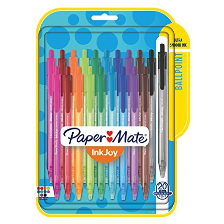 Paper Mate InkJoy 100RT Retractable Ballpoint Pens, Medium Point, Assorted Colors, 20 Count
