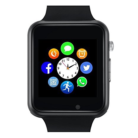 Bluetooth Smart Watch - Wzpiss Touch Screen Smartwatch Phone Unlocked Watch Smart Wrist Watch with Camera Pedometer Support SIM TF Card for Android Samsung Lg IOS Iphone Men Women Kids (Black)