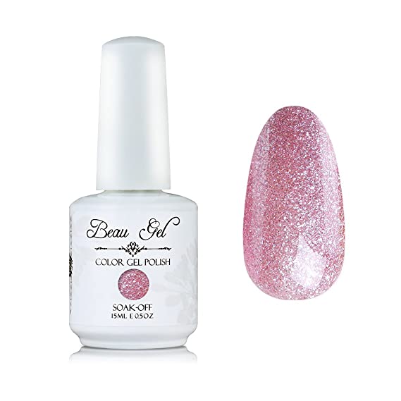 Pink gel nail polish, Beau Gel 15ml Neon Professsional Nail Art Manicure Glitter (375)