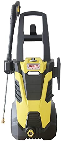Realm 2600PSI 1.75GMP 14.5AMP Electric Pressure Washer with Brushless Induction Motor,Spray Gun,5 Spray Tips,Built in Soap Dispenser | Extra Low Sound | Power Efficiency 55lbs, Yellow Black
