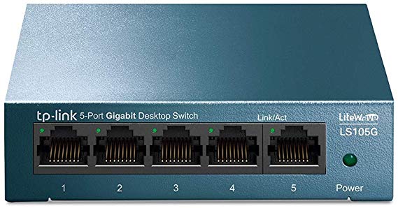 TP-Link 5 Port Desktop/Wallmount Gigabit Ethernet Switch,Ethernet Splitter, Steel Case, Plug and Play(LS105G)