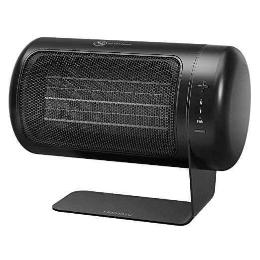 Homasy 1500W Personal Space Heater Portable with Two Fans Driving, Mini Quiet Heater 2S Heat up with 3 Adjustable Modes, Overheat & Tip - Over Protection Perfect for Desk, Floor, Bedroom (Black)