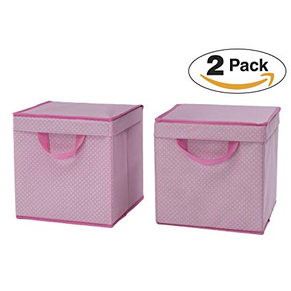 Delta Children 2 Piece Lidded Storage Bins, Barely Pink