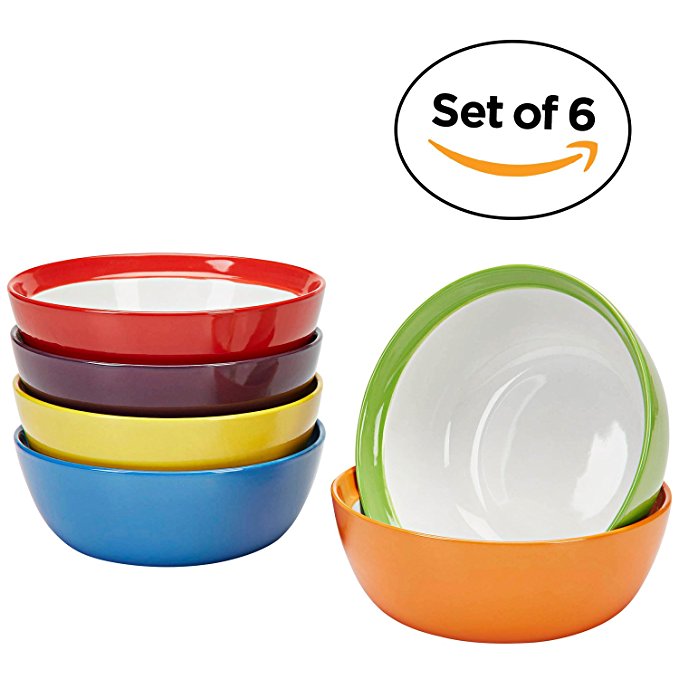 Premium Ceramic Set of 6, Colorful Meal Stoneware (Breakfast Bowls)