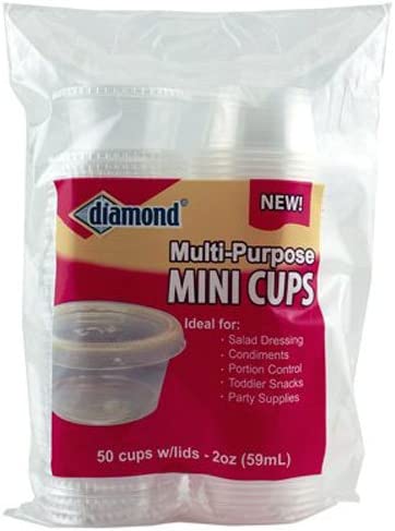 Diamond Multi-Purpose 50 Count Mini Cups with Lids, 2 oz, Clear