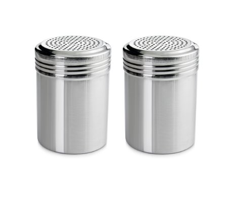 New Star Foodservice 28478 Stainless Steel Dredge Shaker, 10-Ounce, Set of 2