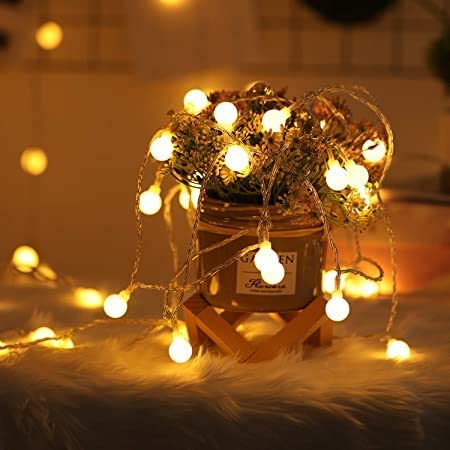 2 Pack 100 LED Globe String Lights Battery Operated Waterproof, 2 x 49 Ft Fairy String Light 8 Modes Dimmable with Remote Control for Indoor, Outdoor, Bedroom, Party, Wedding (Warm White)