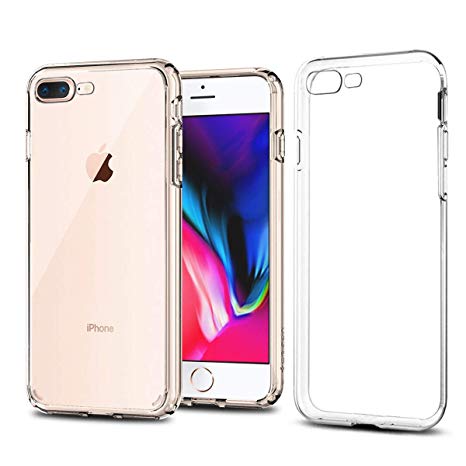 Alaxy Phone Case Compatible with iPhone 8 Plus iPhone 7 Plus Cases, Slim Soft TPU Crystal Clear, [Wireless Charger Compatible] Non-Slip Transparent Flexible Premium Cover Shock Absorption 9125