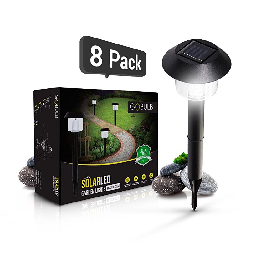 Solar Powered LED Garden Light Stakes 8 Pack | Durable ABS Body & Waterproof Lights | For Patio, Garden Décor, Pathways, Camping, Landscape Lighting, Home Security, Flower Beds, & More 8-Pack