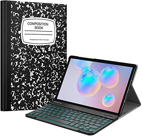 Fintie Keyboard Case for Samsung Galaxy Tab S6 10.5" 2019 (Model SM-T860/T865/T867), Slim Shell Stand Cover with Detachable Wireless Bluetooth Keyboard, 7 Color Backlight, Composition Book