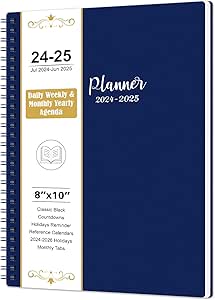 2024-2025 Planner - Academic Planner 2024-2025, Jul 2024 - Jun 2025, 8" x 10", Weekly and Monthly Planner with Marked Tabs, Flexible Cover, Spiral Binding