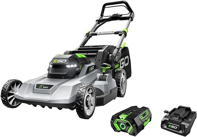 EGO LM2112 21-Inch 56-Volt Cordless Push Lawn Mower with Upgraded 𝗕𝗿𝘂𝘀𝗵𝗹𝗲𝘀𝘀 𝗠𝗼𝘁𝗼𝗿, 4.0Ah Battery, and Charger