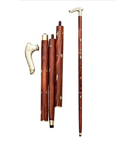Khandekar Wooden Handmade Walking Sticks, Folding Wood Stick, Walking Stick for Men, Walking Cane, Folding Adjustable Walking Cane, Wooden Cane for Seniors, Tracking Cane.