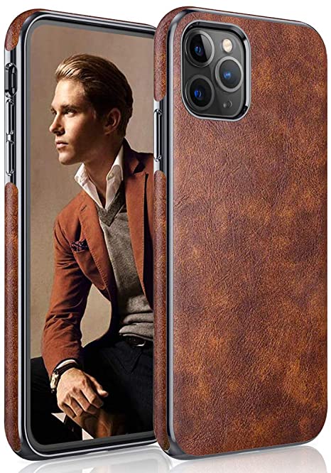 LOHASIC iPhone 11 Pro Max Case, Thin Slim Leather Luxury Business PU Soft Non-Slip Grip Full Body Shockproof Protective Phone Cover Cases for Apple iPhone 11 Pro Max (2019) 6.5 inch - Vintage Brown