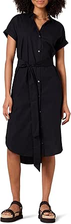 Amazon Essentials Women's Relaxed Fit Short Sleeve Button Front Belted Shirt Dress