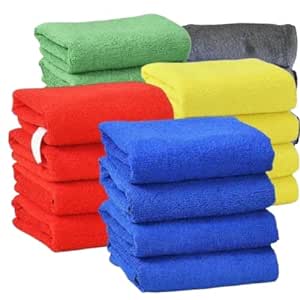 HOMEXCEL Microfiber Cleaning Cloth - 5 Pack (40cm x 40cm) - Kitchen Towels, Car Wash Cloth (Green, Blue, Yellow, Red and Gray - 5 Colors Combo)