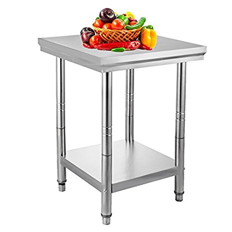 VEVOR NSF Stainless Steel Work Table Prep Work Table for Commercial Kitchen Restaurant (24x24x32 IN)