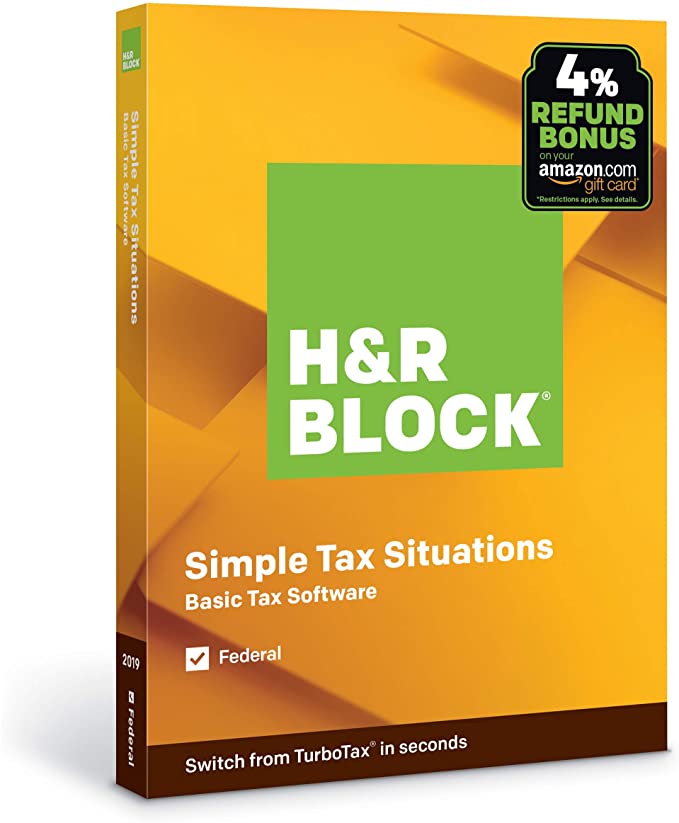 H&R Block Tax Software Basic 2019 with 4% Refund Bonus Offer  [PC/Mac Disc]